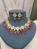 Anvesha Tyani Kundan Necklace Set- Onion Pink