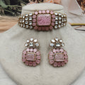 Vaishali Tanzanite Doublet and Moissanite Choker Set- Pink