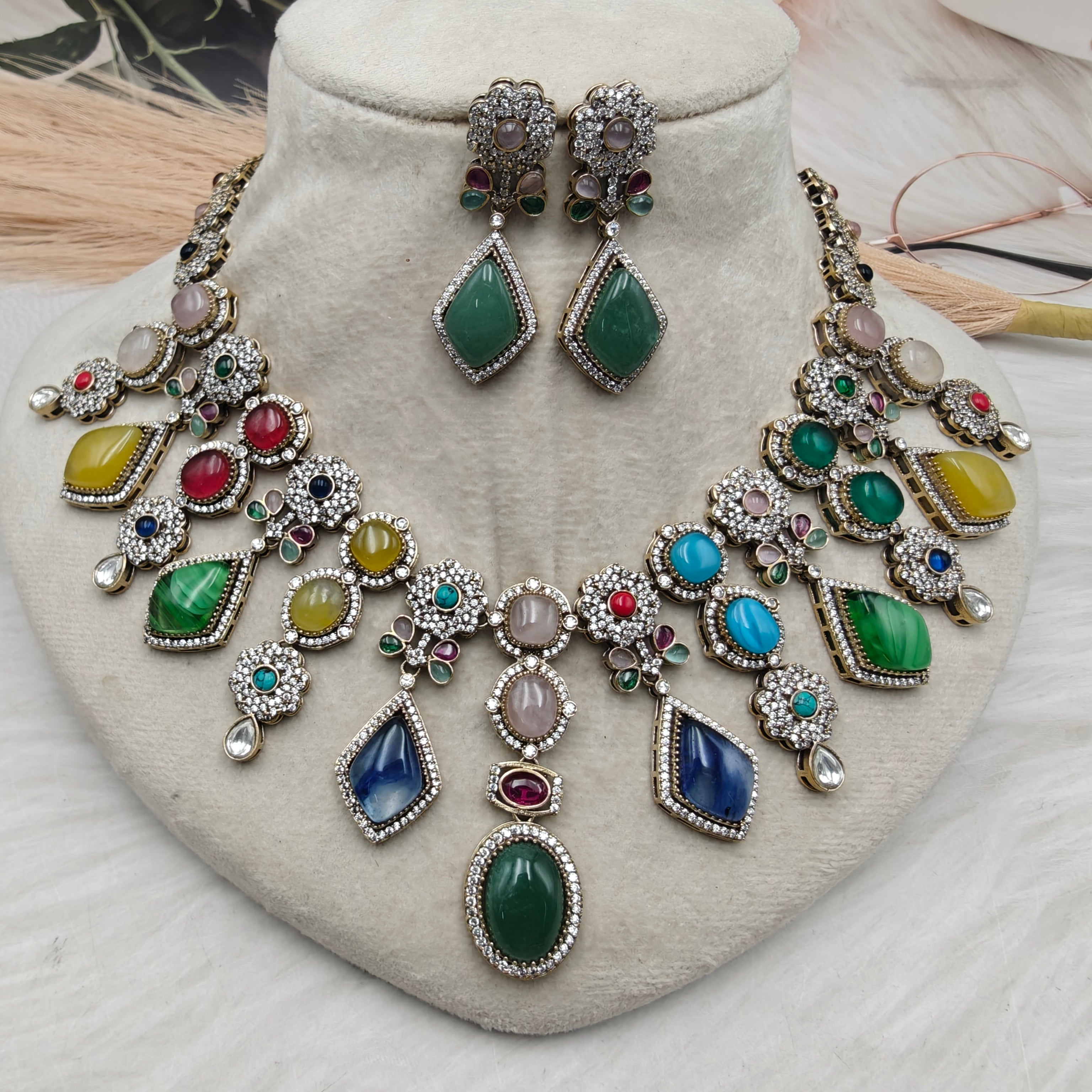 Seerat Sabya-Inspired Statement Necklace Set - Multi