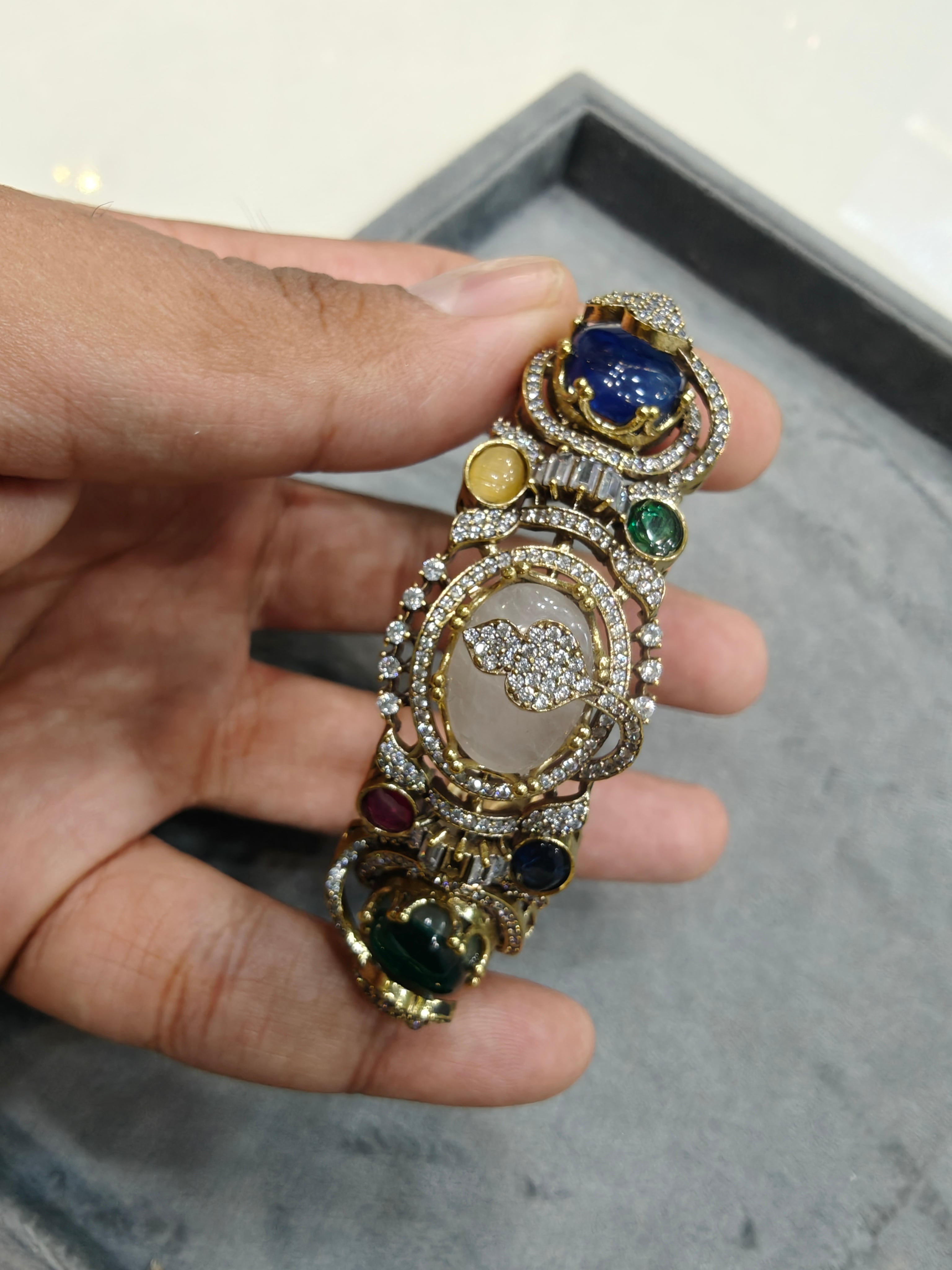 Anantika Sabya Inspired Quartz Doublet Adjustable Bracelet- Multi 3