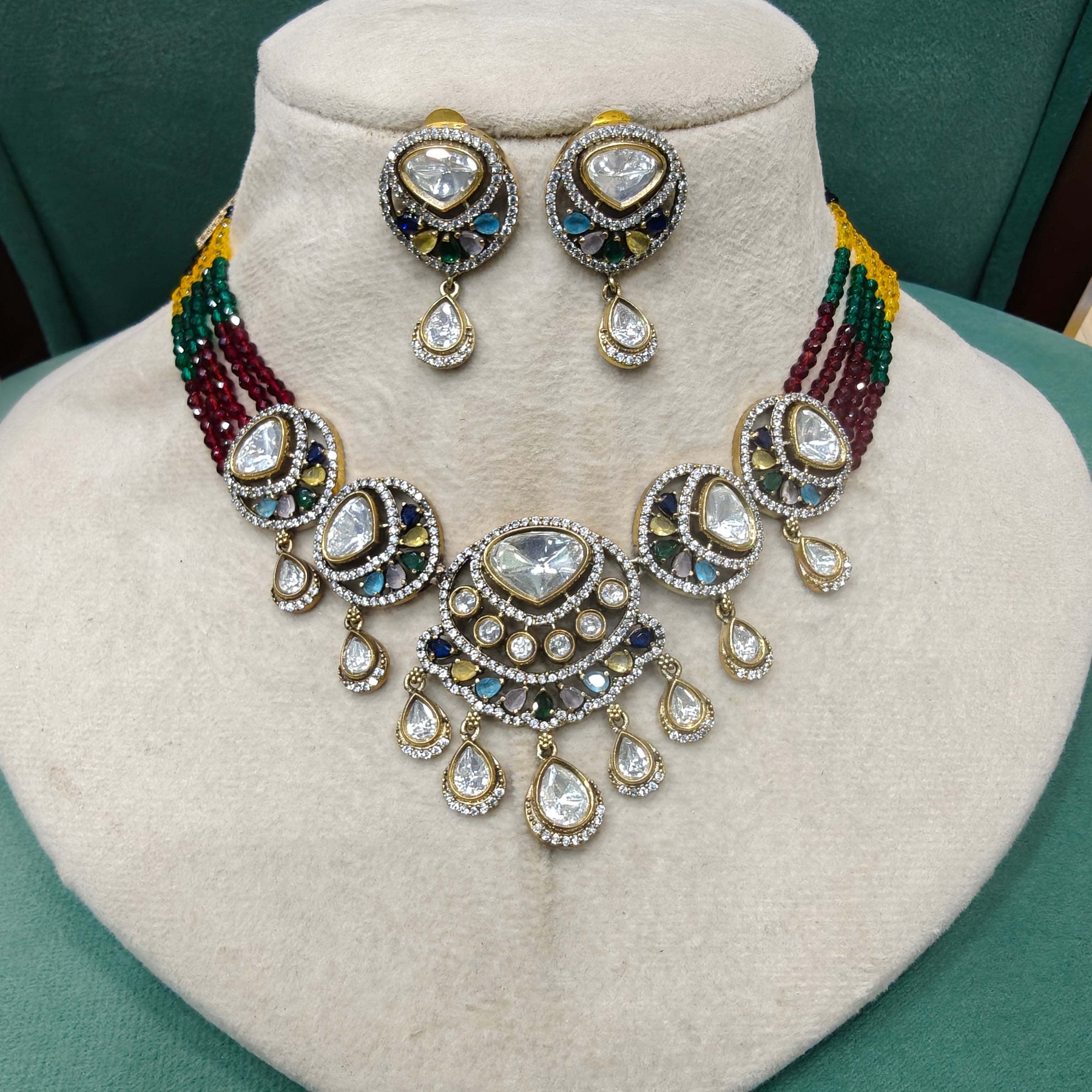 Bidisha Uncut Polki and Hydro Choker Set- Multi