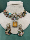 Ralima Sabya Inspired Semi Precious Gemstone Necklace Set- Yellow Multi