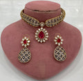 Amisha Victorian Doublet Jasli Set- Red White