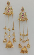 Handcrafted Zaira Kashmiri Brass Fusion Earrings- Ruby Green