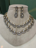 Neyra Uncut Polki Double Layer Necklace Set - White