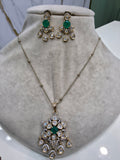 Shagna Doublet Moissanite Pendant Set- Emerald