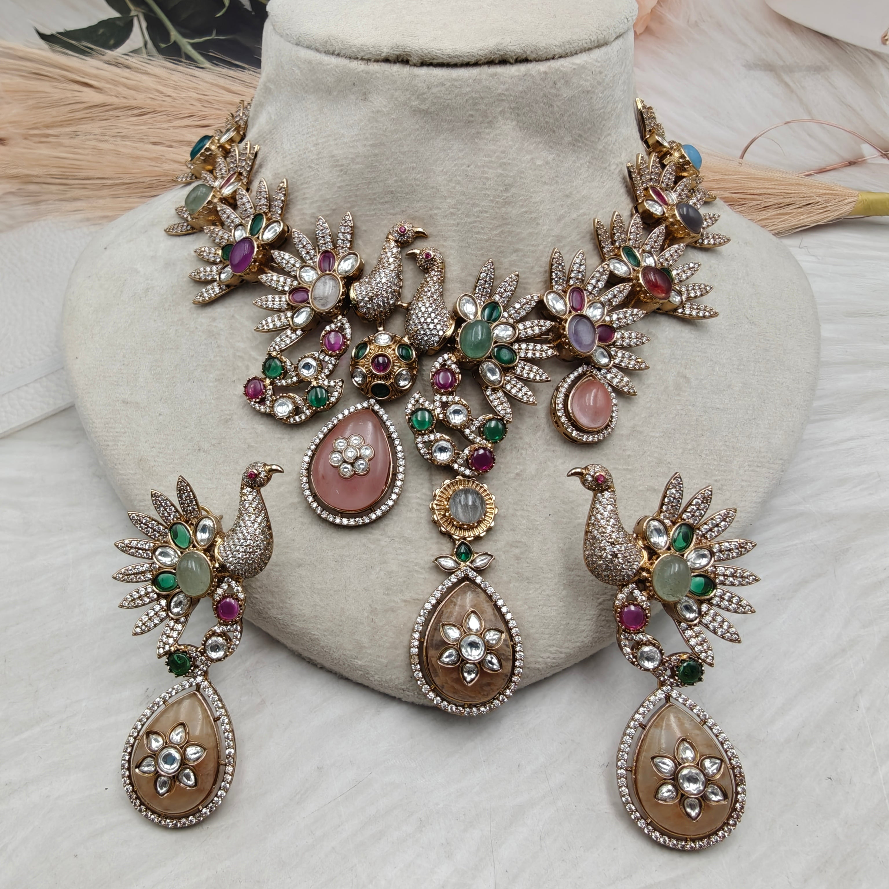 Apsara Premium Heritage Gemstone Fusion Necklace Set