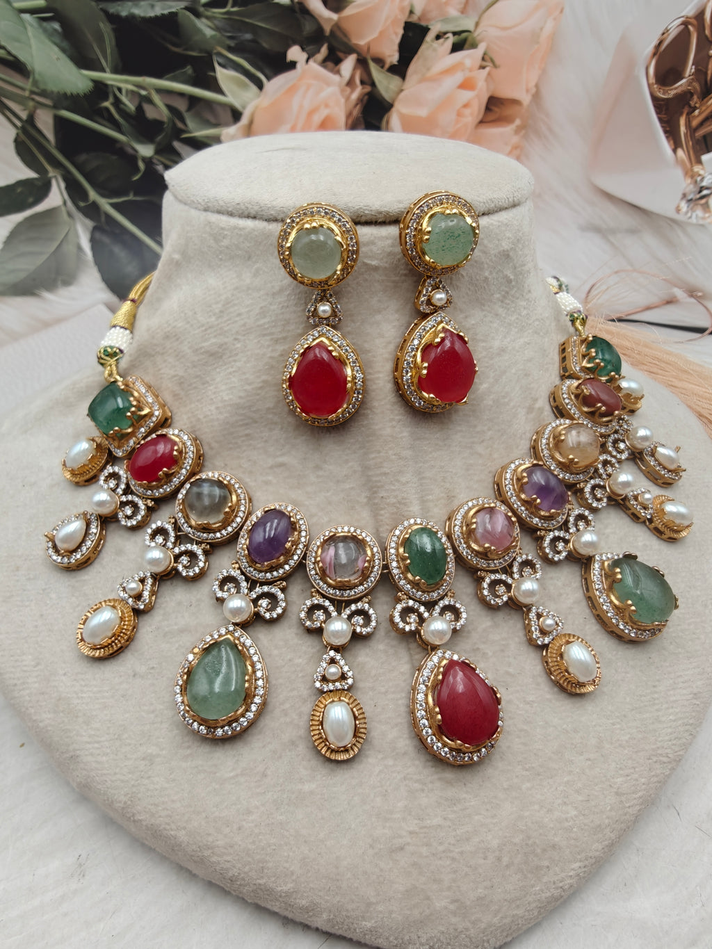 Sabya Inspired Bhuri Necklace Set - Multi