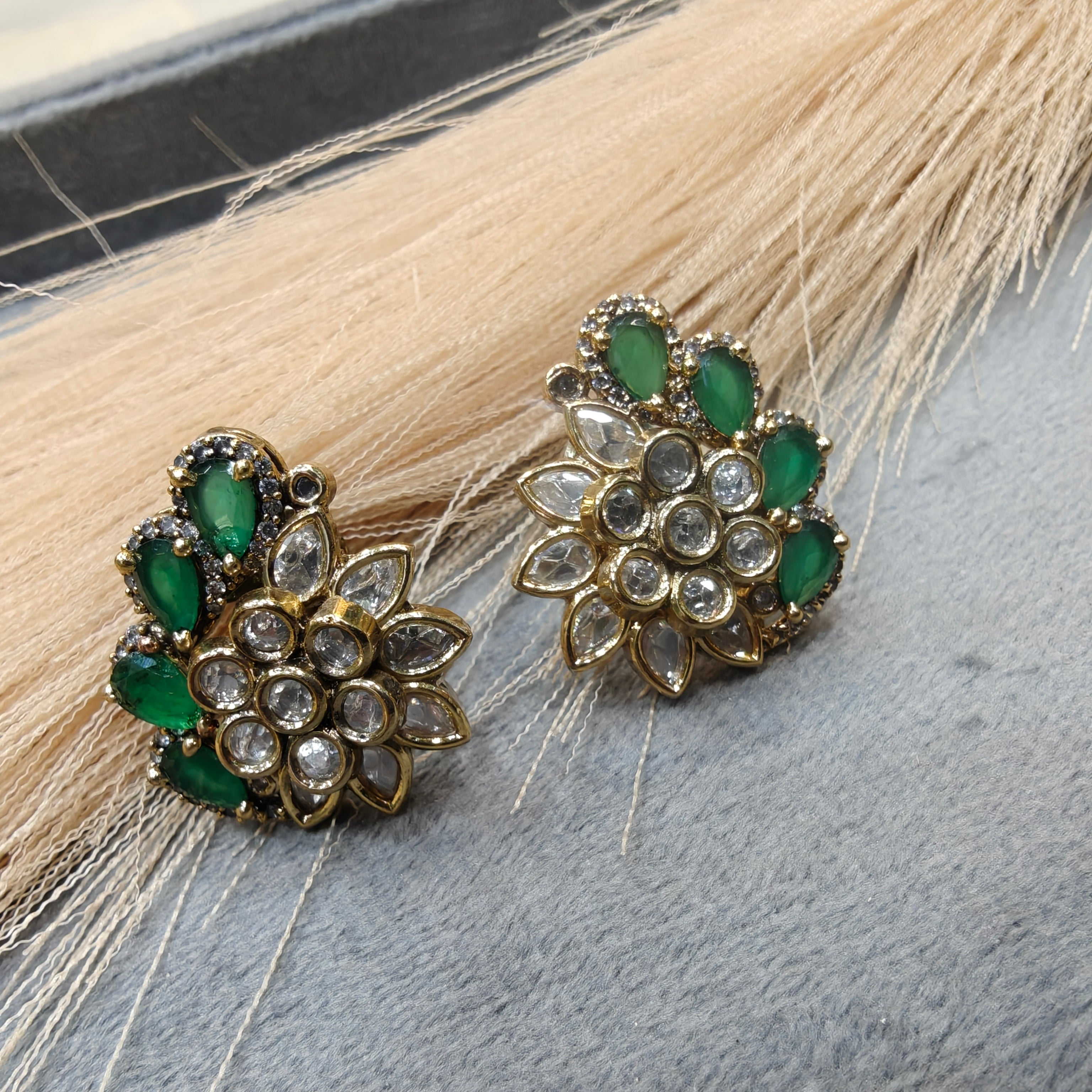 Tanvika Moissanite Studs- Green