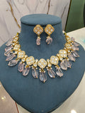 Anvesha Tyani Kundan Necklace Set- Baby Pink