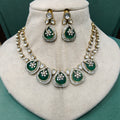 Dharti Doublet and Uncut Polki Necklace Set- Green