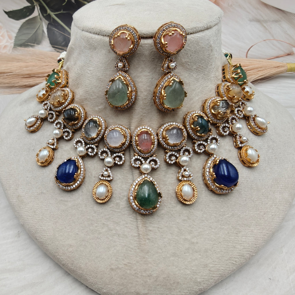 Sabya Inspired Bhuri Necklace Set - Multi