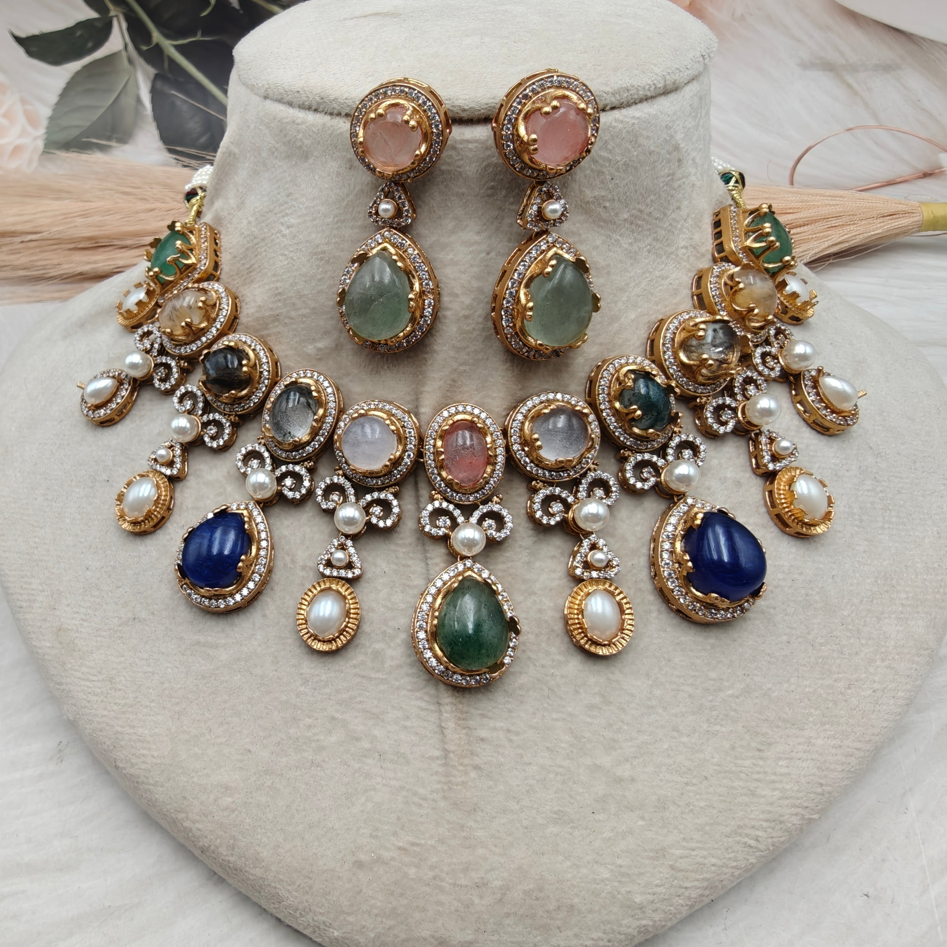Sabya Inspired Bhuri Necklace Set - Multi