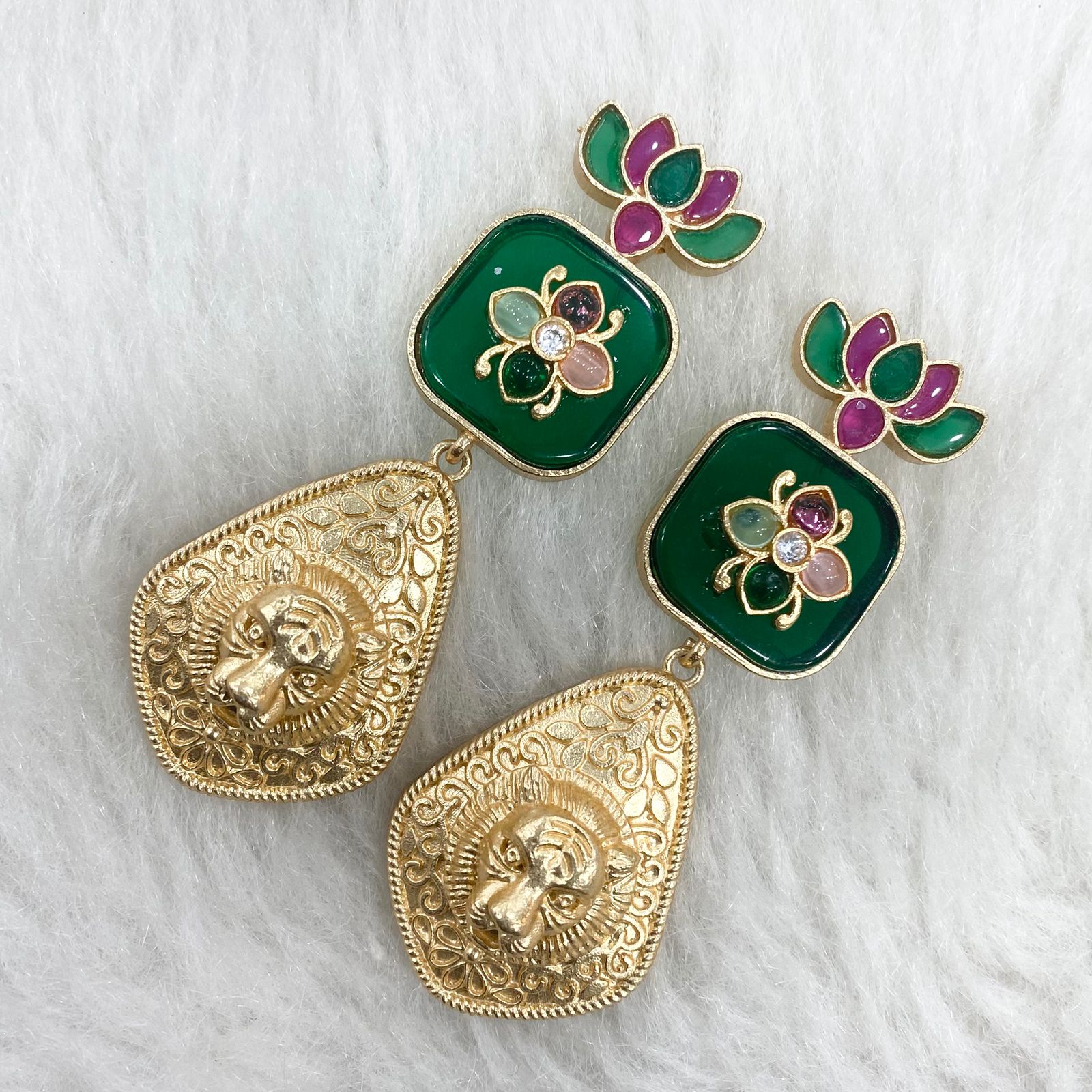 Baghi Fusion Earrings - Green Ruby