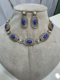 Aashi Statement Sleek Choker Necklace Set- Lapis Blue