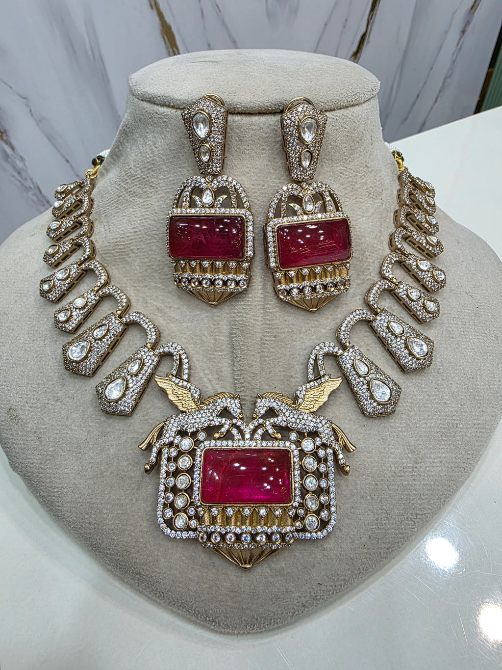 Equine Statement Moissanite Necklace- Ruby Red