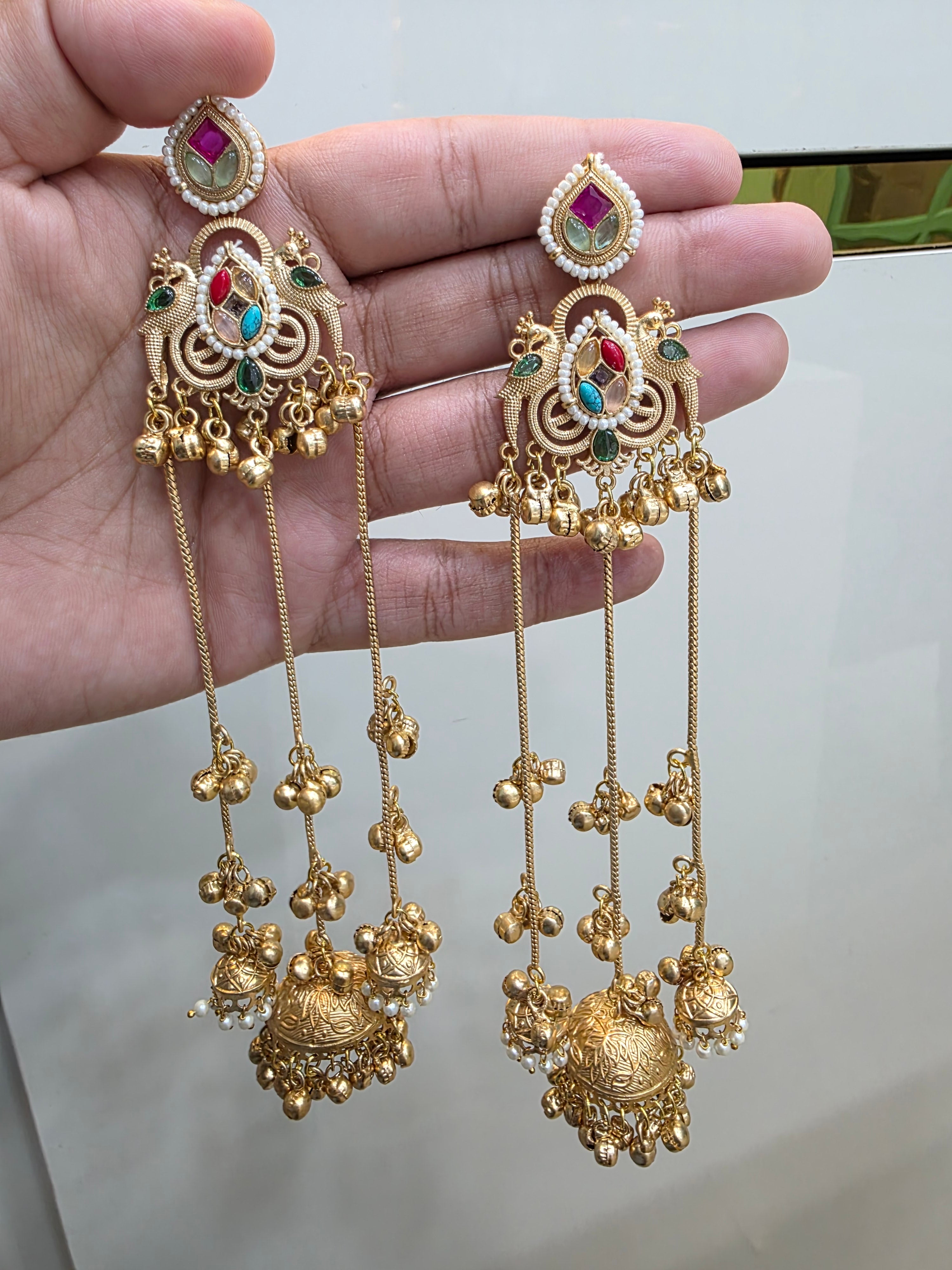 Handcrafted Zaira Kashmiri Brass Fusion Earrings- Multi