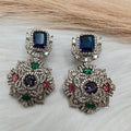 Virgya Sabyasachi Inspired Quartz Statement Earrings- Blue Multi