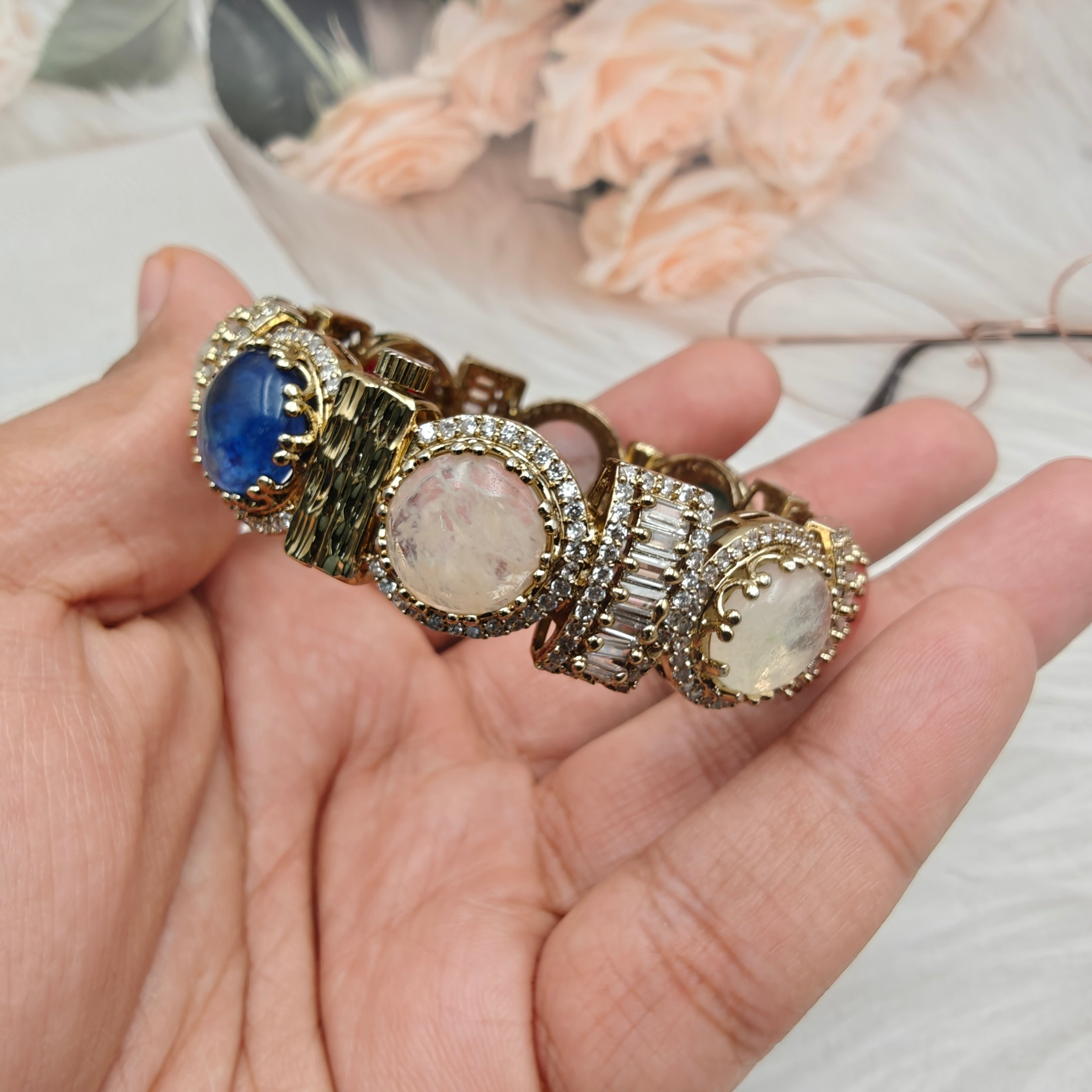 Banno Sabyasachi Inspired Openable Bangle - White Multi