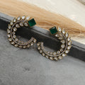 Nagma Half Hoop Doublet Earrings- Green