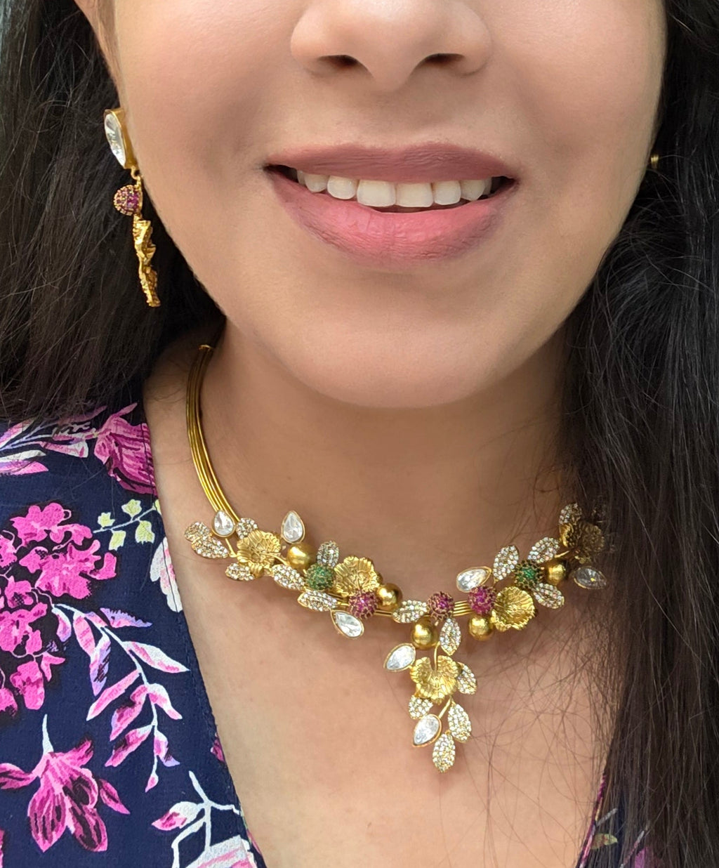 Anjuna Handcrafted Moissanite Hasli Set- Ruby Green