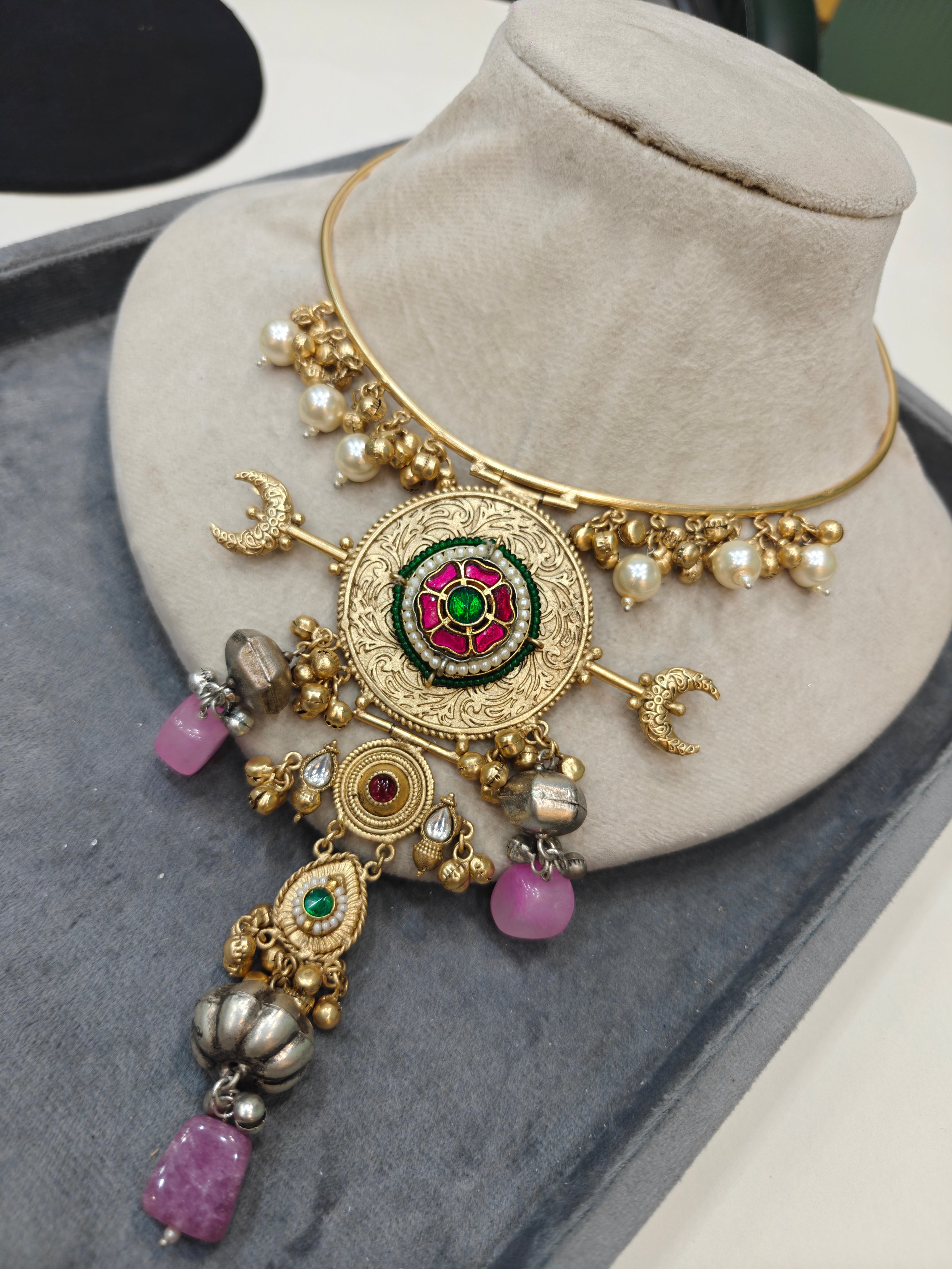 Vidya Brass Fusion Kundan Hasli