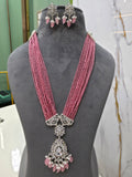 Sonika Hydro Silver Finish long Necklace - Rose Pink