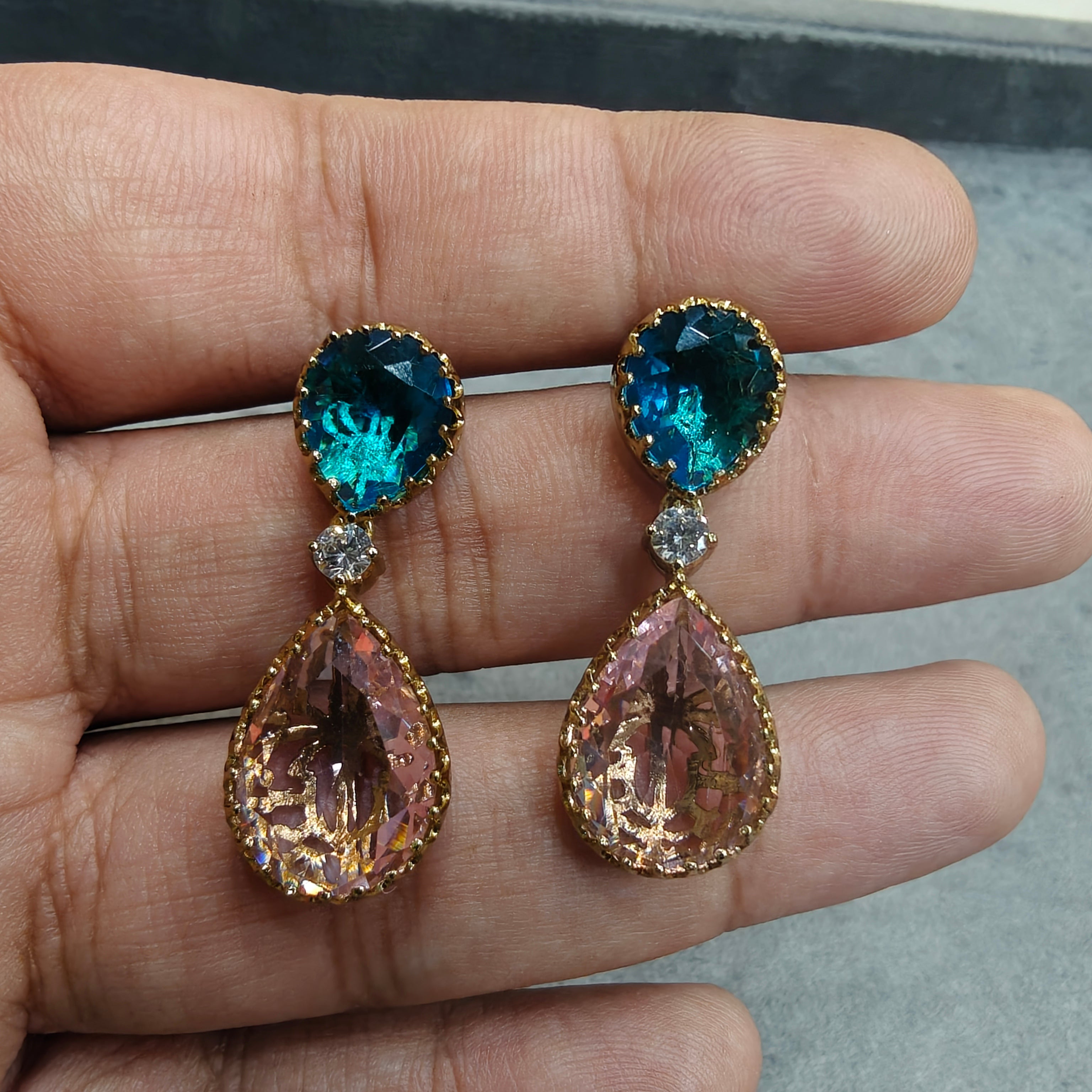 Sariya Sabya Inspired Earrings- Firoza Pink