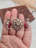 Lavya Bird Moissanite Double Finger Ring - Ruby