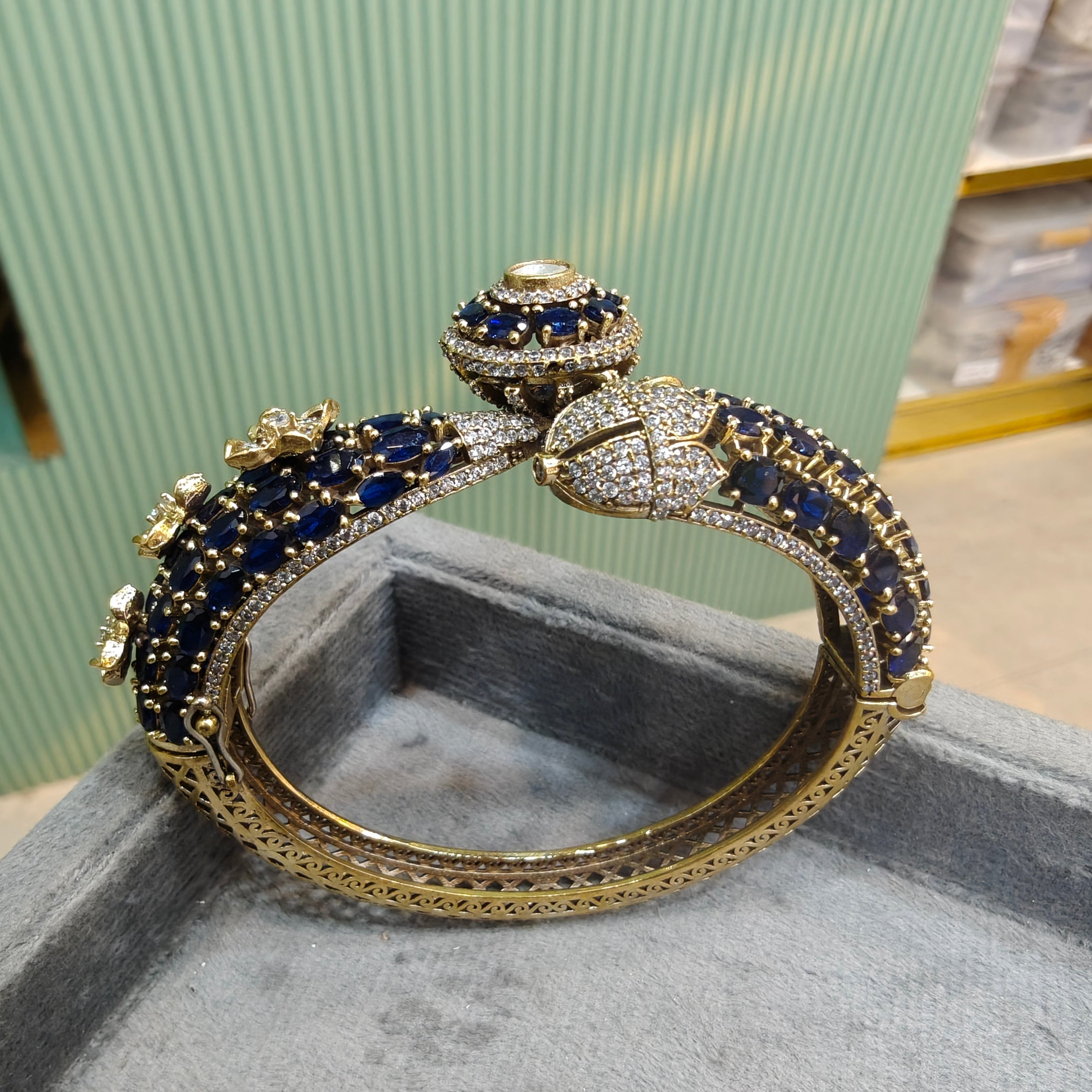 Rajvanshi Openable Bracelet Kada-Blue