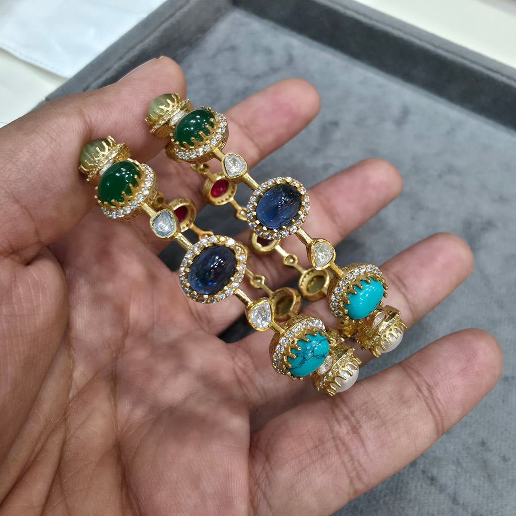 Kashvi Navratan Moissanite Bangles- Multi