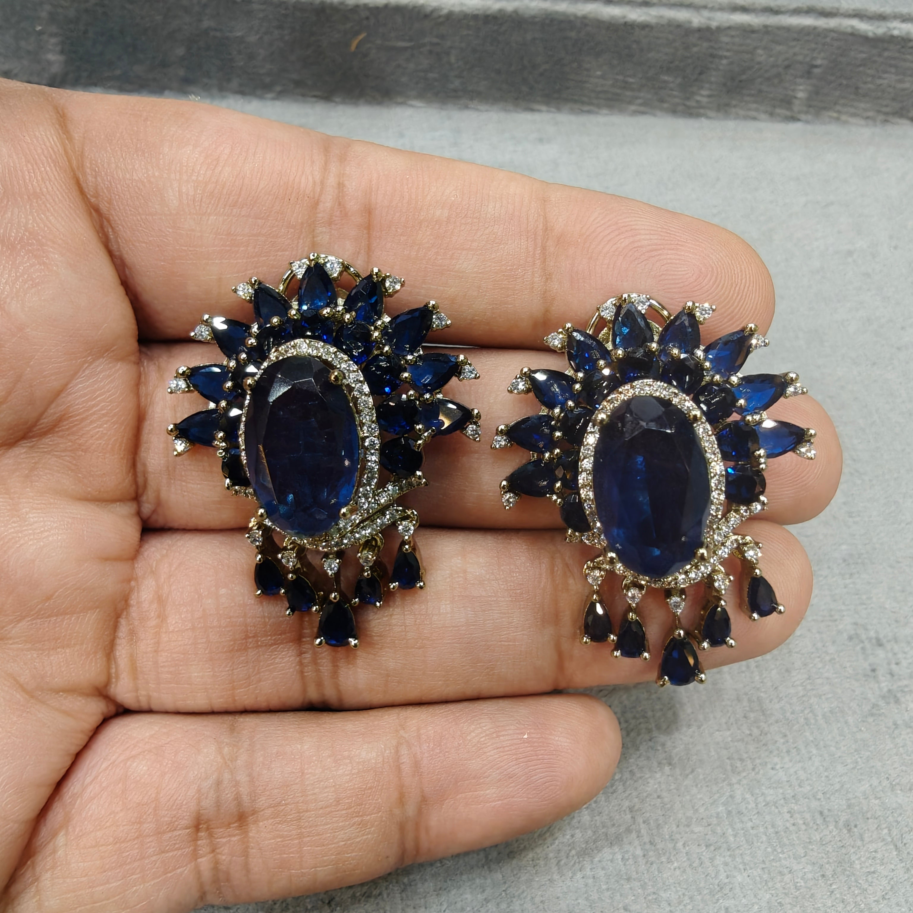 Tavira Doublet Statement Studs- Blue