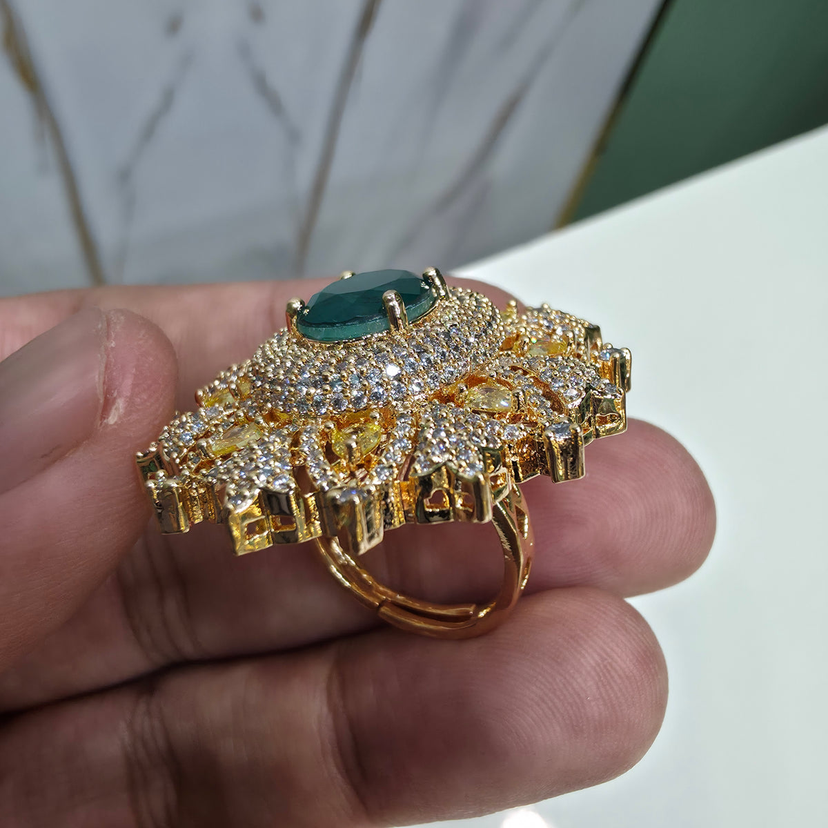 Uditi Hazoori Doublet Adjustable Ring - Emerald Yellow