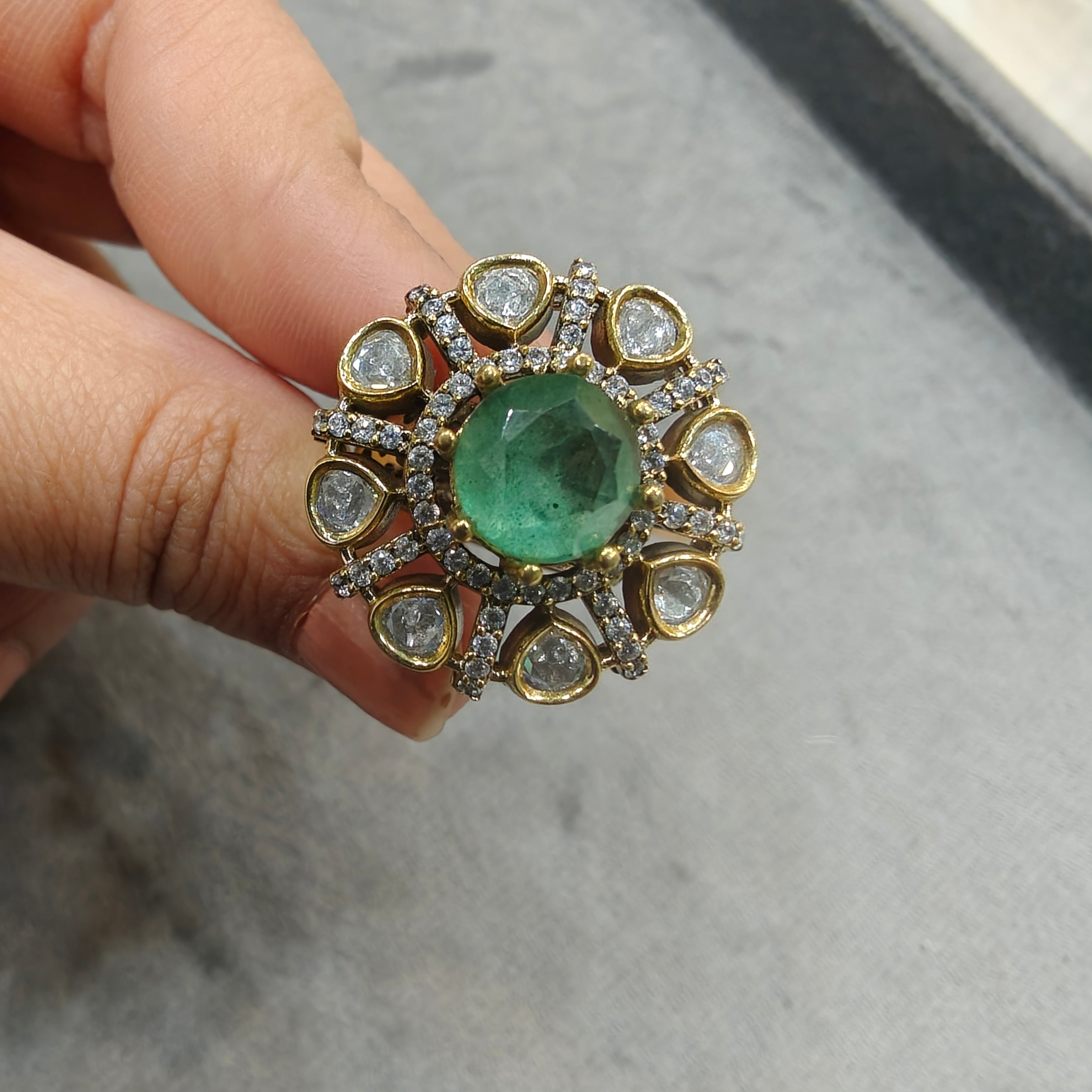 Twisha Doublet Adjustable Ring- Mint