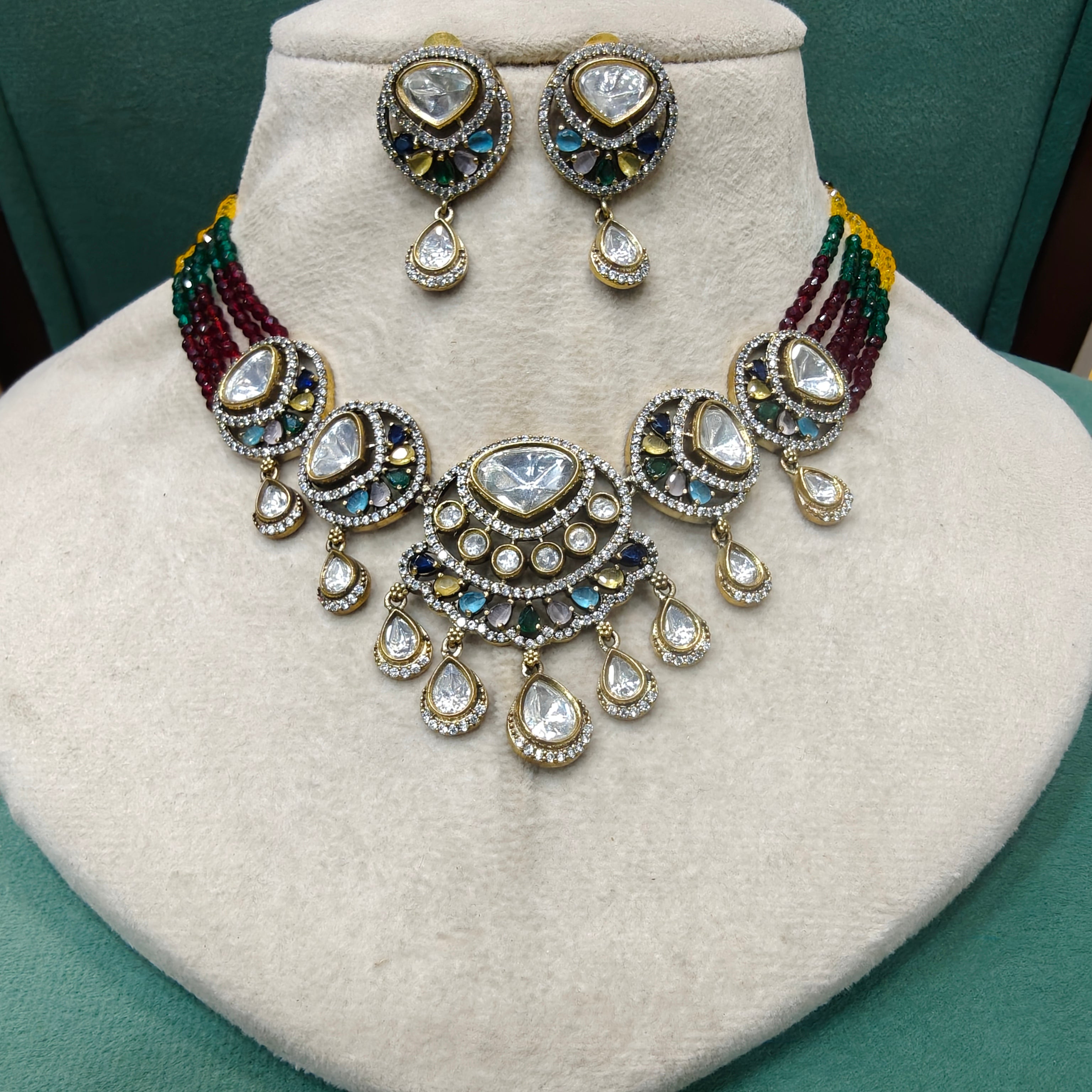 Bidisha Uncut Polki and Hydro Choker Set- Multi