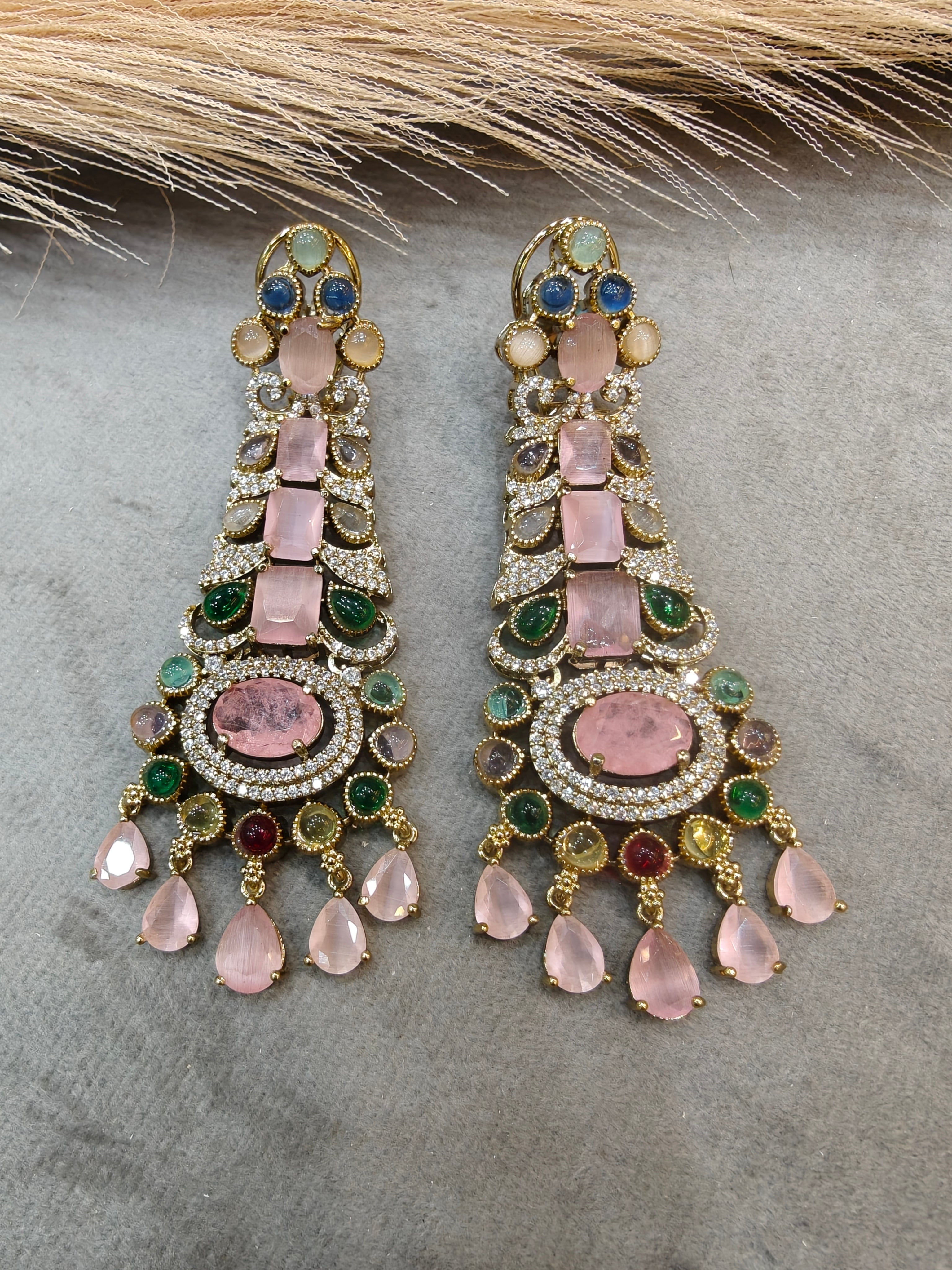 Natalia Sabya inspired Statement Doublet Earrings- Pink