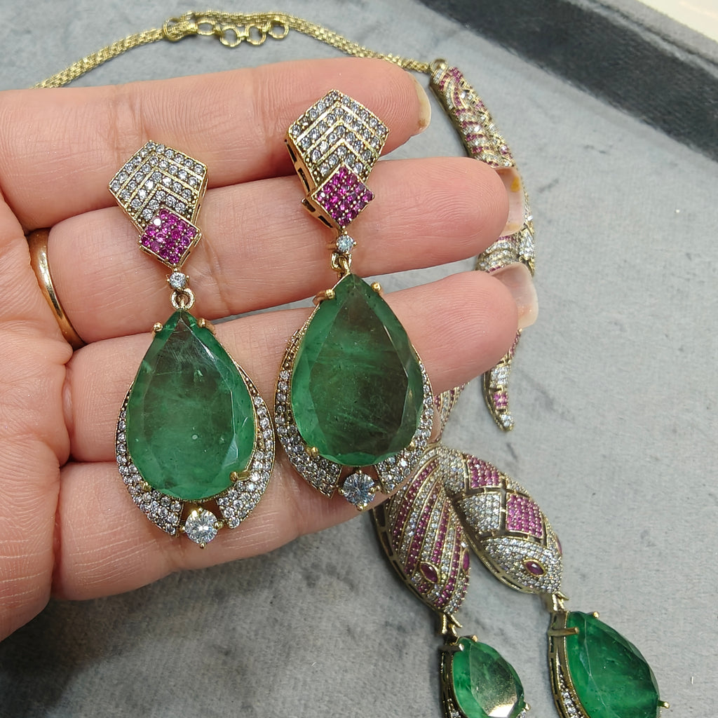 Serpent Hasli Style Celebrity Necklace Set- Ruby Mint