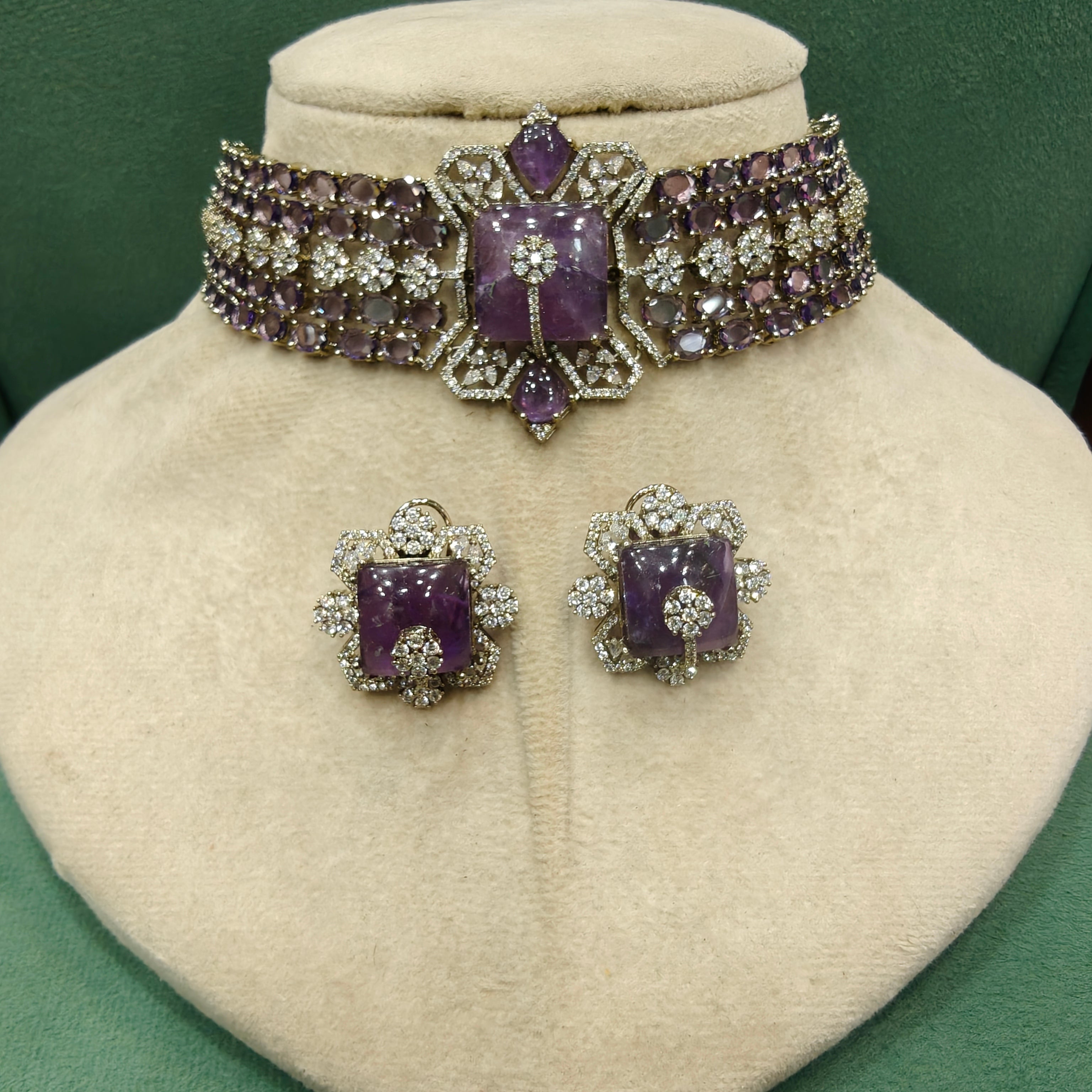 Tisha Designer Choker Set- Purple