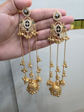 Handcrafted Zaira Kashmiri Brass Fusion Earrings- Black Green