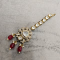 Rati Uncut Moissanite Polki Mangtikka- Maroon