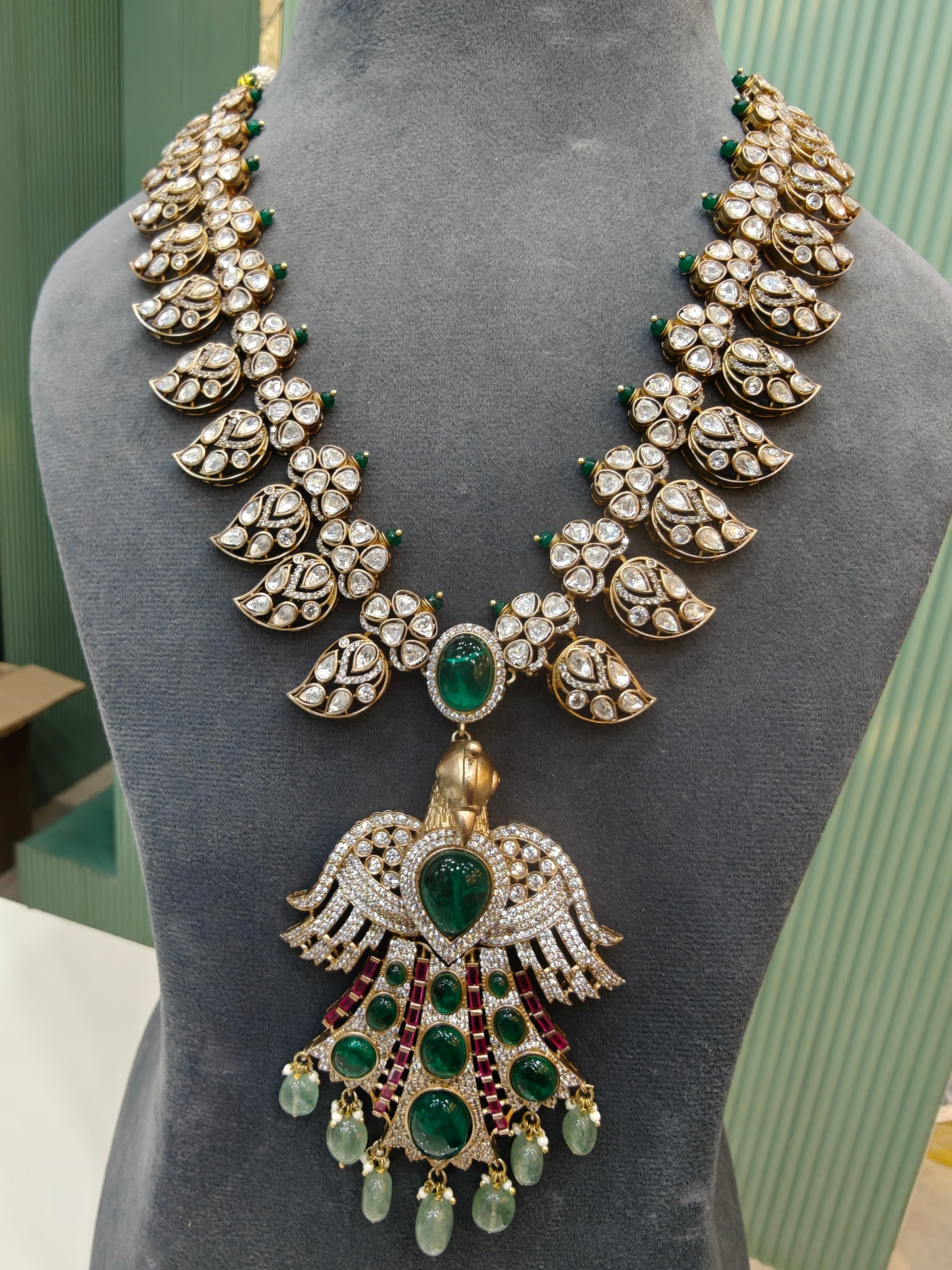 Mayura Emerald Regal Heritage Statement Necklace Set
