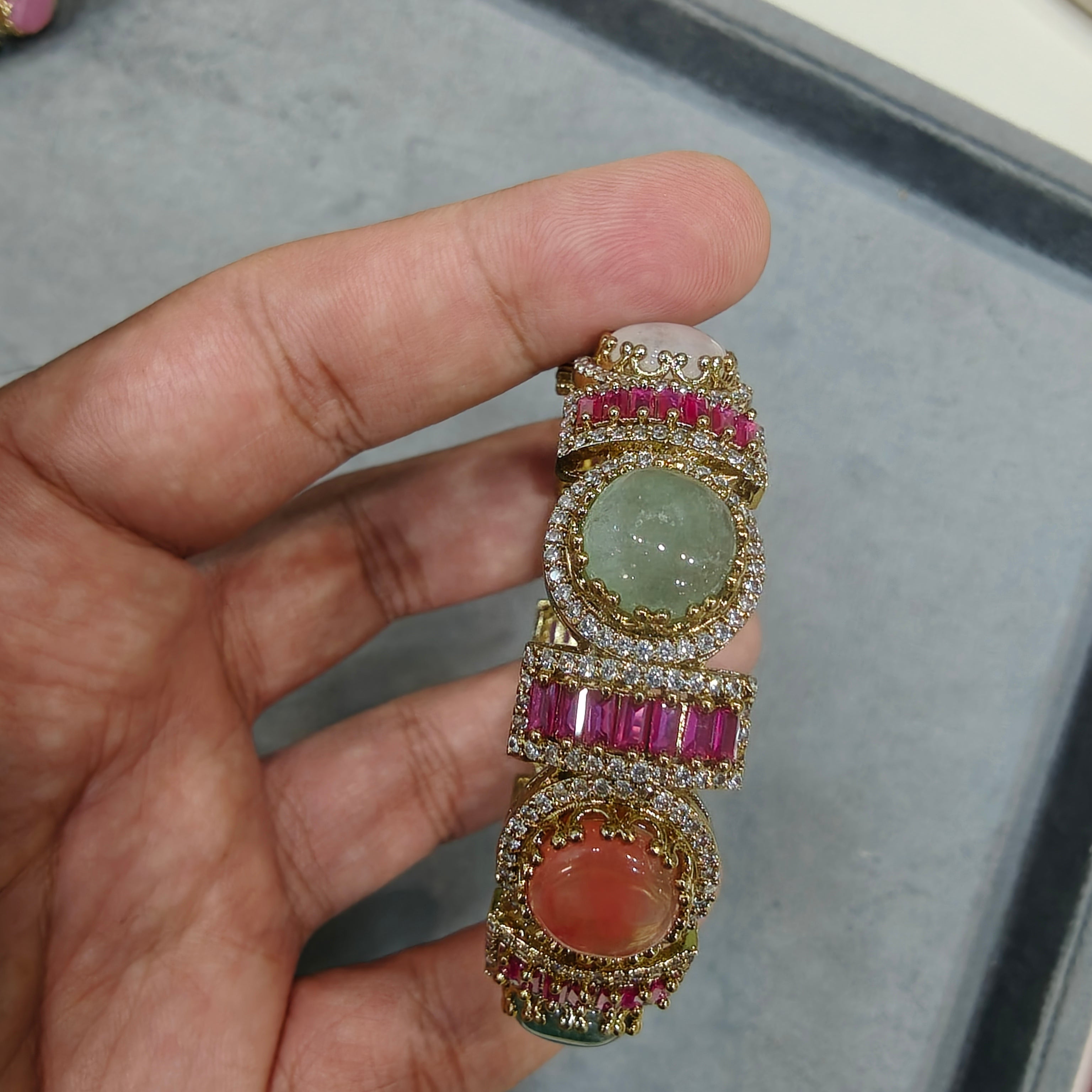 Banno Sabyasachi Inspired Openable Bangle - Ruby Multi