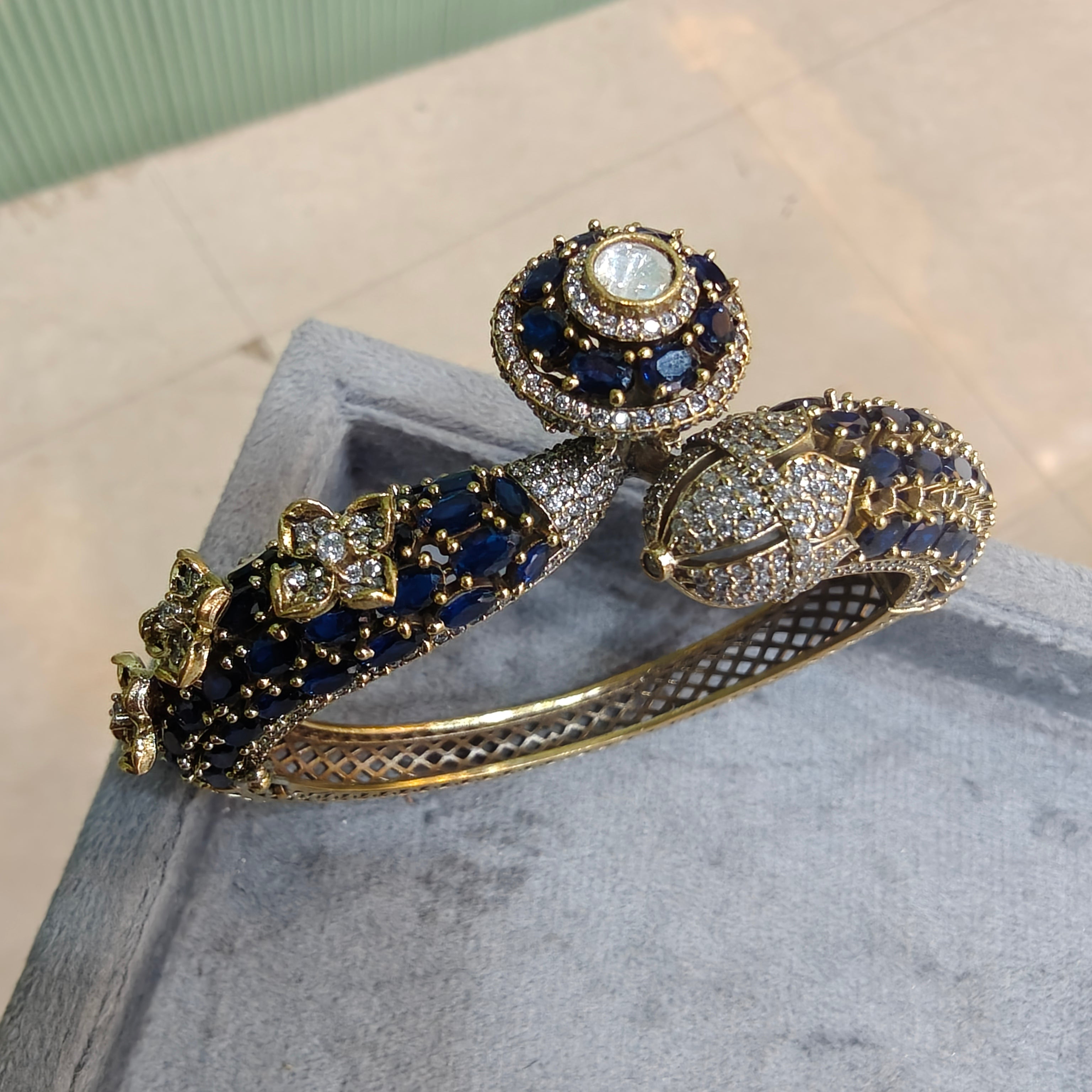 Rajvanshi Openable Bracelet Kada-Blue