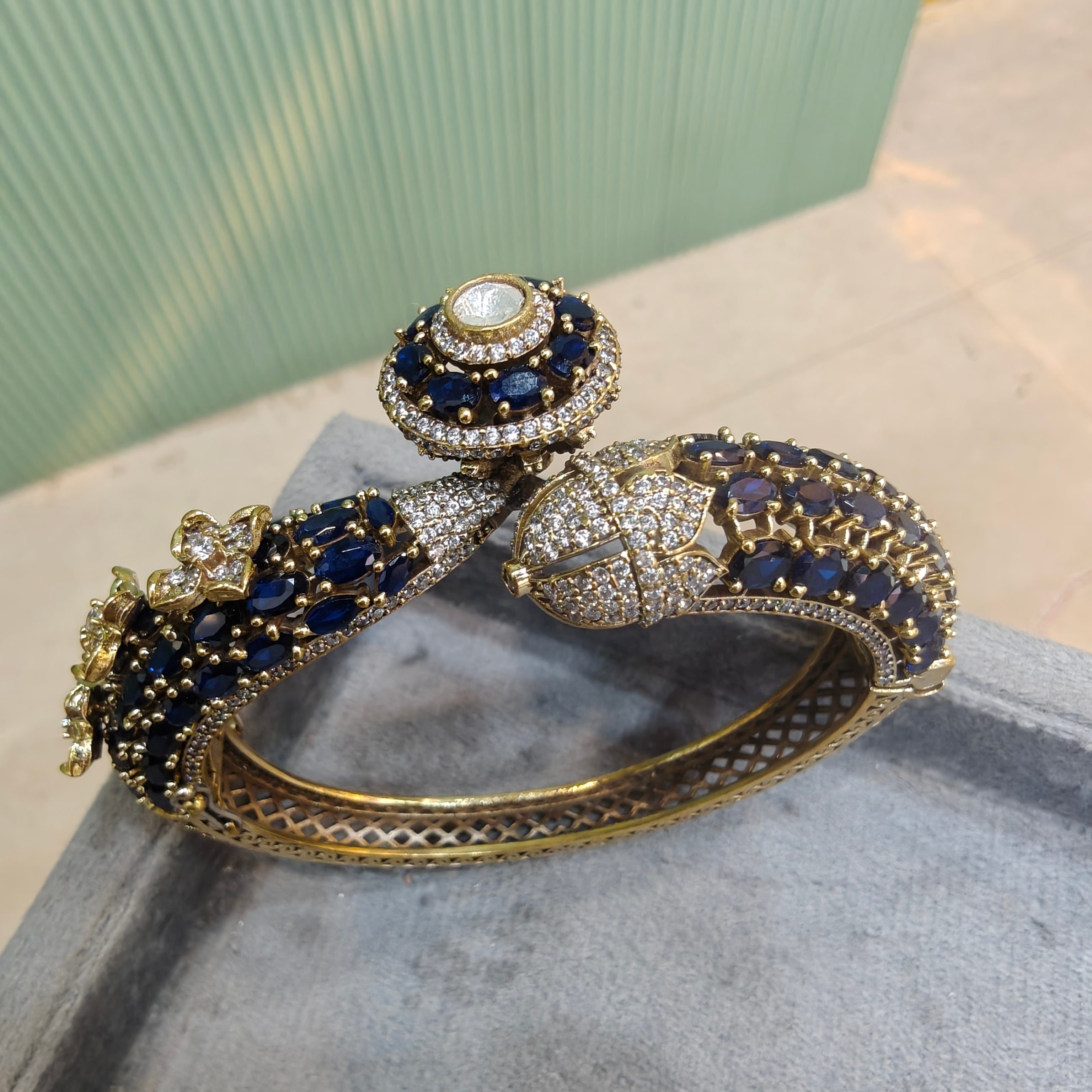 Rajvanshi Openable Bracelet Kada-Blue