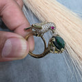 Arohi Bird Adjustable Ring- Green