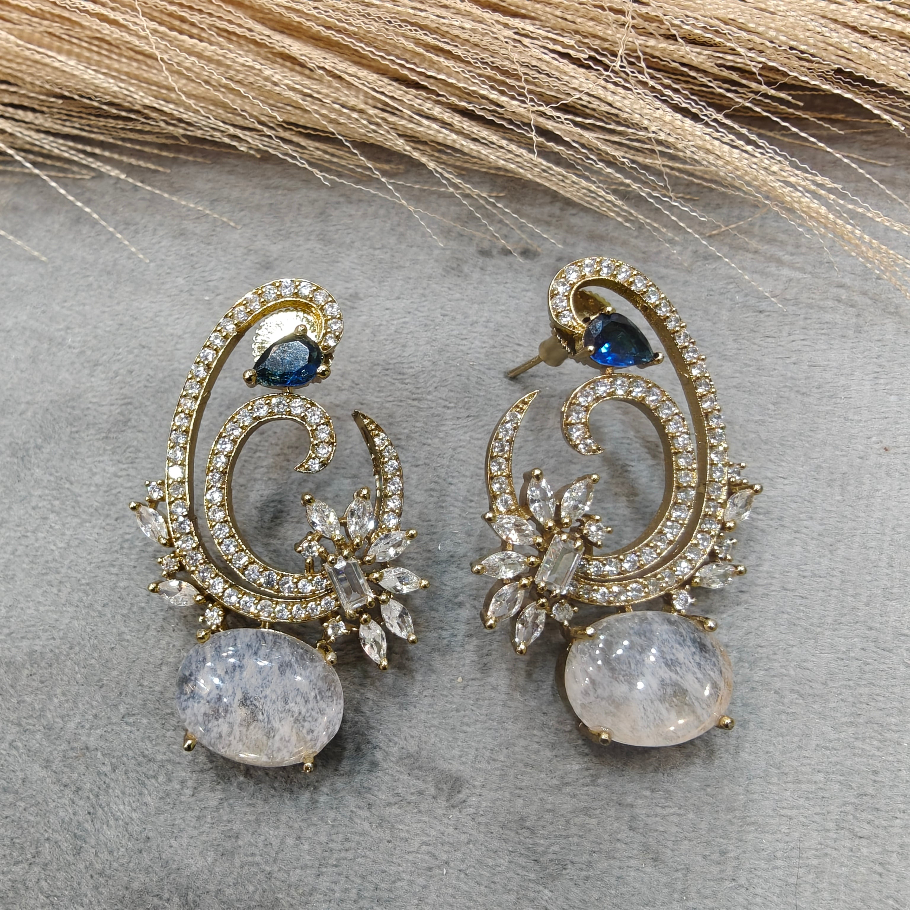 Eknoor Sabya inspired Stud Earrings- Rose Quartz