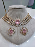 Rachita MM Inspired Doublet Choker Necklace Set- Pink
