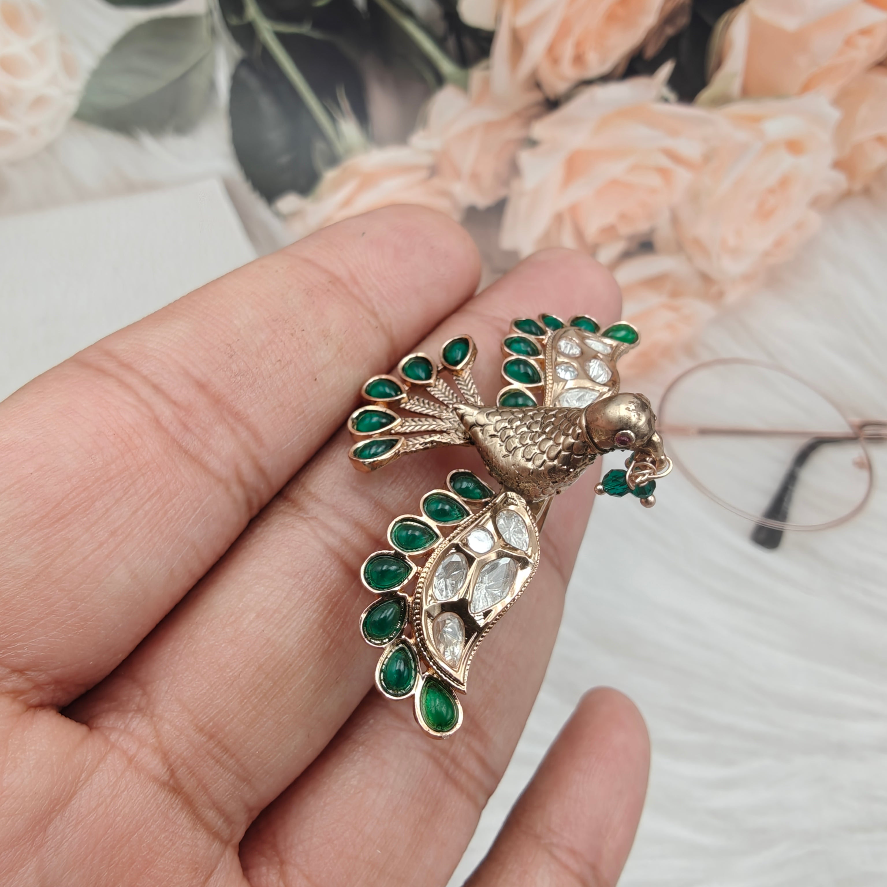 Bird Moissanite Adjustable Ring- Green