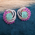 Ragini Doublet Rose Gold Finish Studs- Mint Pink