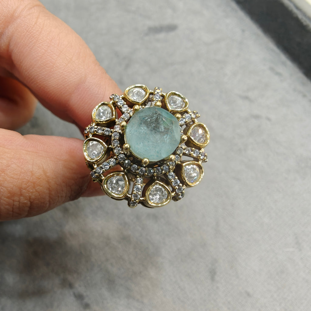 Twisha Doublet Adjustable Ring- Sky Blue
